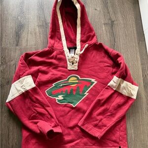 Minnesota Wild Hoodie Womens L Red Fleece Hooded Sweatshirt NHL Ice Hockey